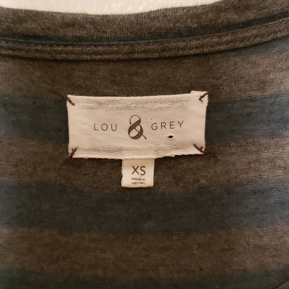 Lou & Grey XS Tee Blue Gray Striped Modal Shirt - Picture 4 of 6